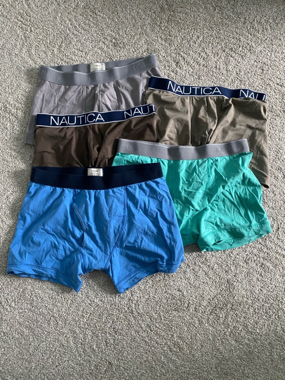 Bundle of J.Crew and Nautica Men’s Knit Boxer Briefs, Size Medium, like new